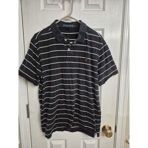U.S. Polo Assn.‎ Men's Black/White Striped Polo Short Sleeve Embroidered